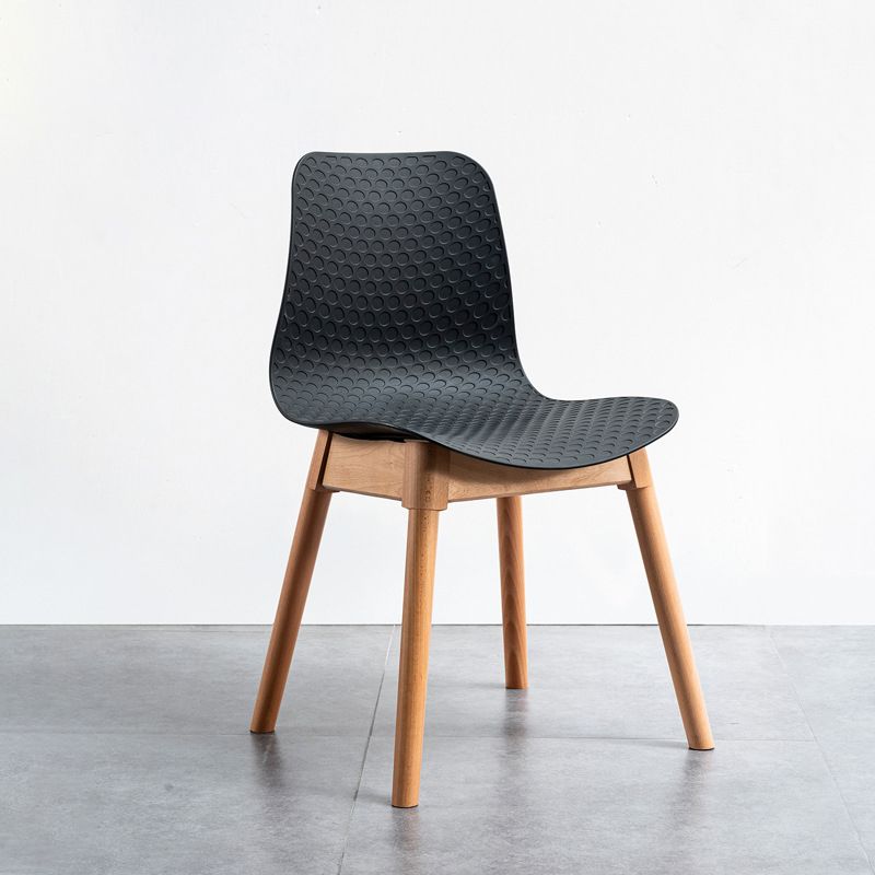 Nordic Style Plastic Chairs Armless Side Chairs with Wooden Legs for Kitchen