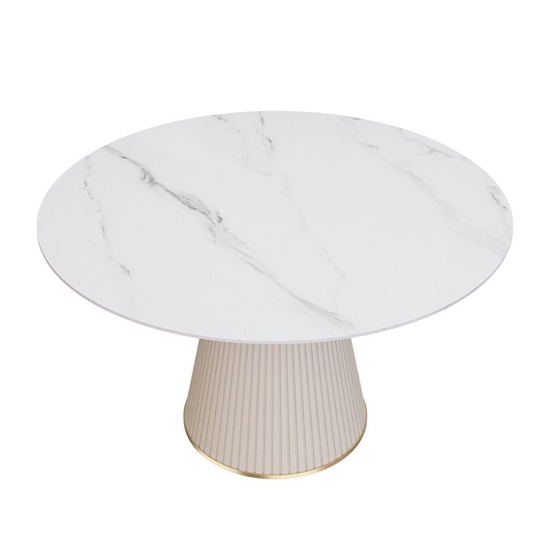 Modern Round Dining Table Stone Top Table with Pedestal Base