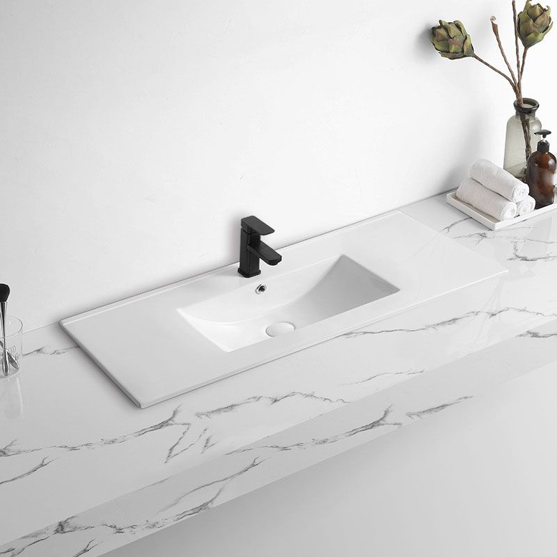 Modern Drop-in Bathroom Sink Rectangular Porcelain Basin Sink(Not Included Faucet)