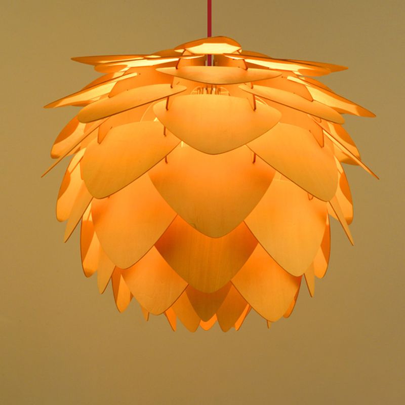 Luz de techo de madera moderna lámpara de pino de 1 luces Luz colgante para comedor para comedor