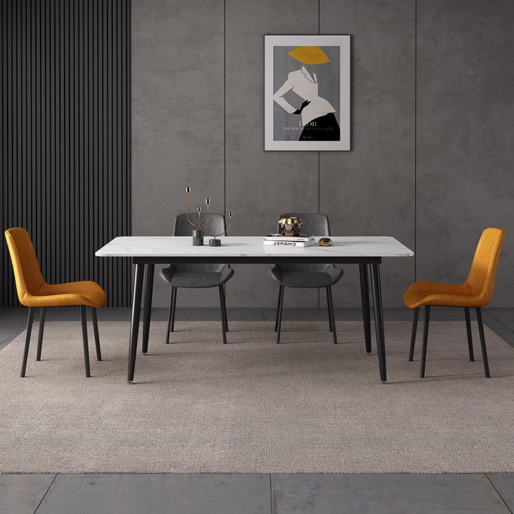Mesa de comedor de piedra sinterizada Estilo industrial 4 patas Mesa base de rectángulo para comedor