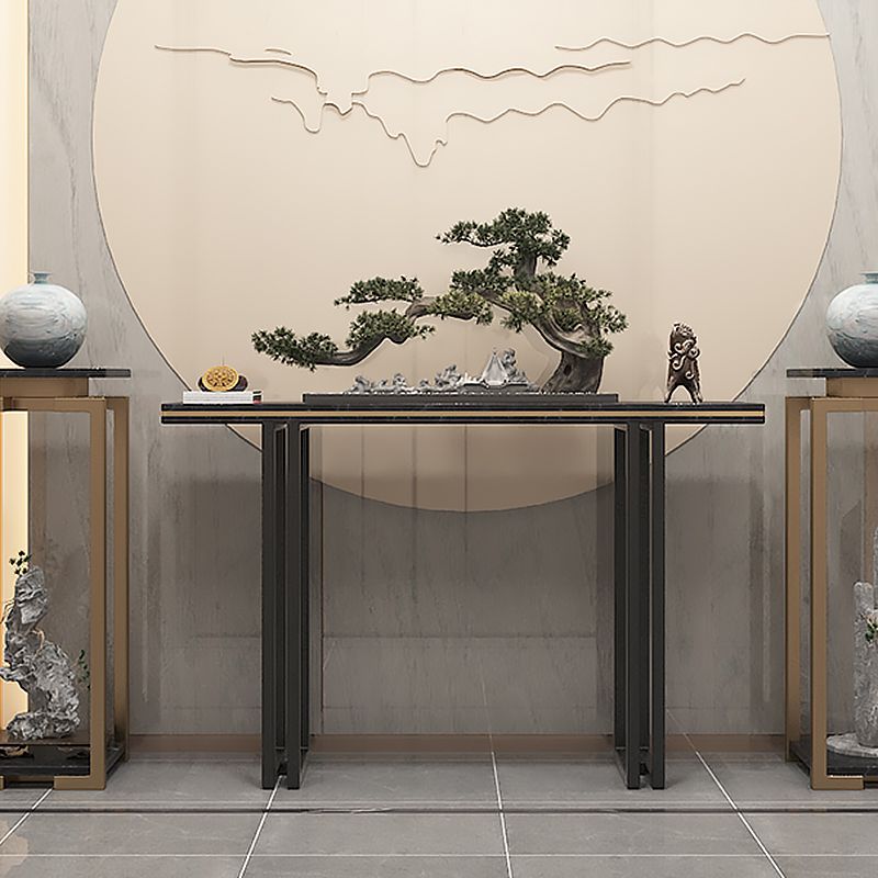 Contemporary Marble 4 Legs Console Table Rectangle Scratch Resistant Sofa Table