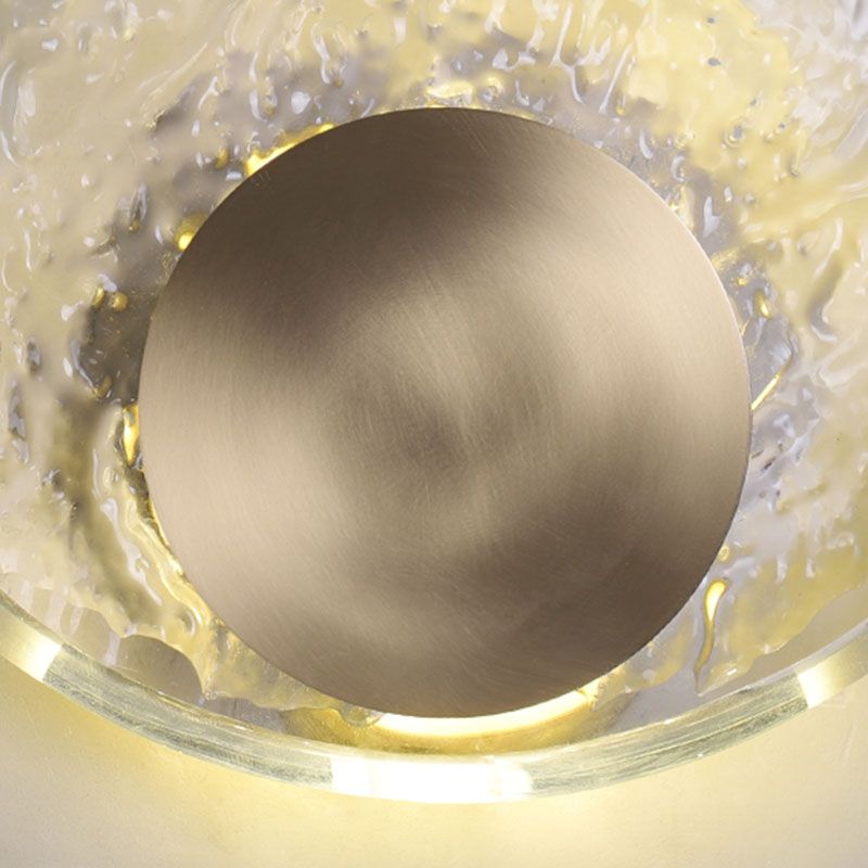 Circular Wall Mount Light Modern Style Clear Crystal 1-Light Sconce Light Fixtures in Gold