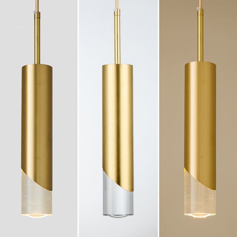 Metal 1 Light LED Pendant Lamp Gold Postmodern Hanging Light for Dinning Room