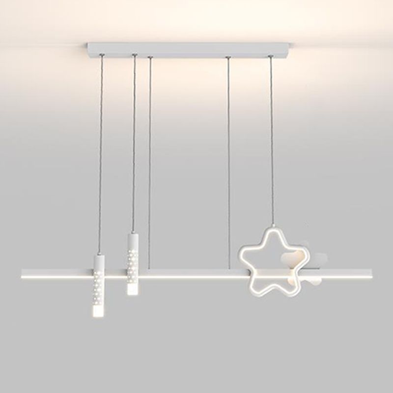 4-Light Modern Black/White Kitchen Island Lighting LED Ceiling Light for Bedroom