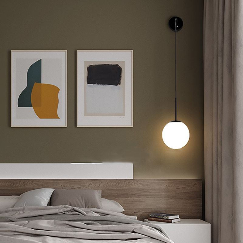 Bedroom Wall Sconce Lighting Nordic Style Wall Mounted Light with Orb Glass Shade