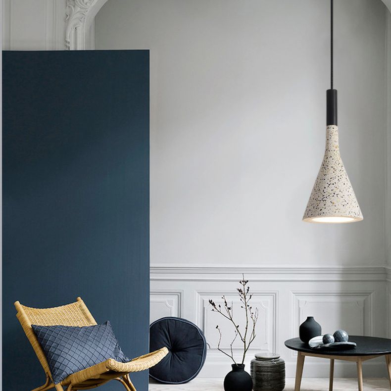 Terrazzo Small Pendant Light Fixture Nordic 1 Head White Suspension Lamp for Living Room