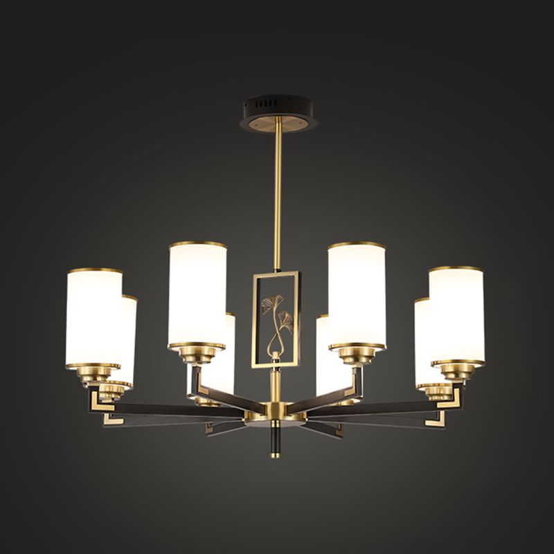 Cylinder Shape Pendant Lights Modern Style Glass Chandelier Lights