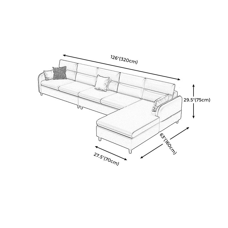 Stain Resistan Faux Leather Square Arm Sectional with Pillowed Back Cushions for Apartment