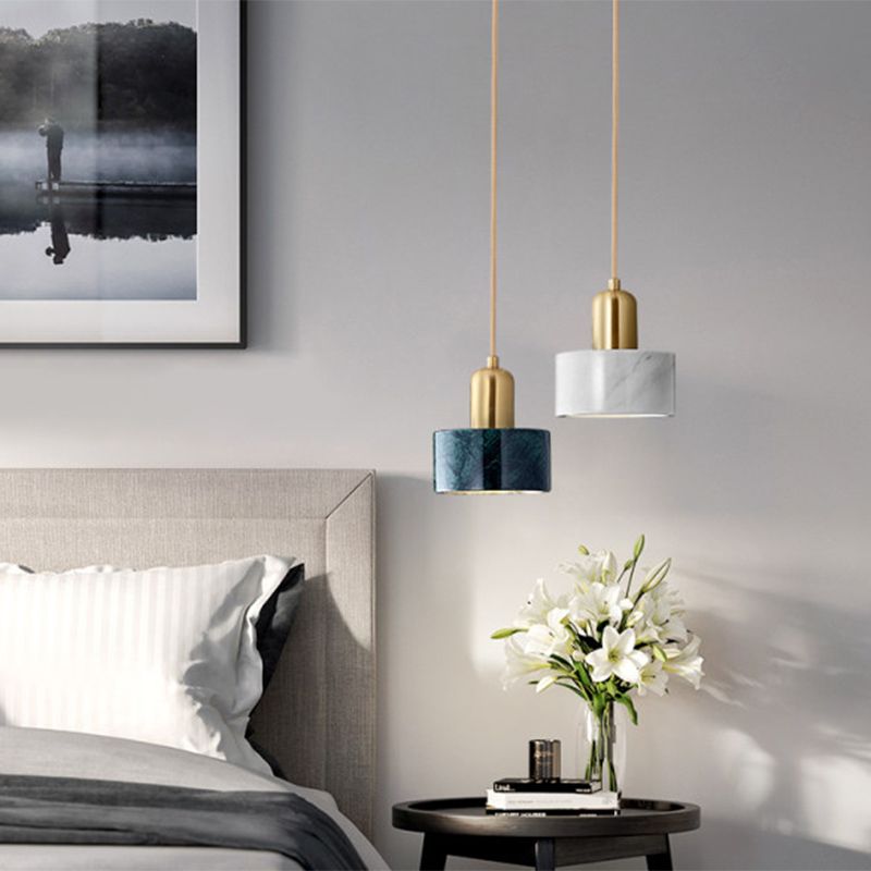 Round Shade Dining Room Pendant Light Marble Simplicity Suspension Lighting Fixture