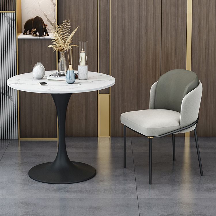 Contemporary Stone Dining Set 1/4/5 Pieces Round Dining Table Set with Padded Chairs