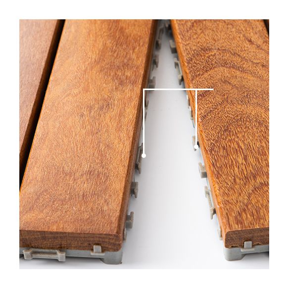 4-Slat Wood Patio Tiles Snap Fit Installation Floor Board Tiles