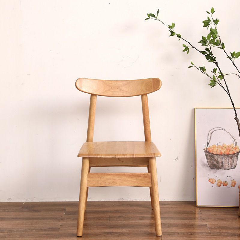 Contemporary Style Wood Dining Chair Stackable Ladder Back Arm Chair for Home