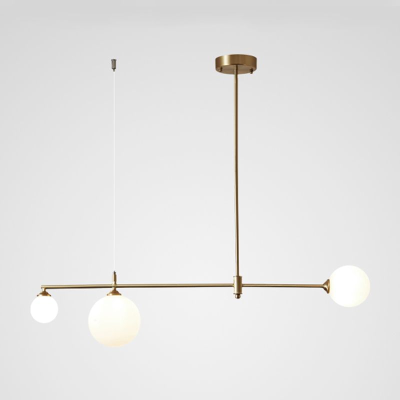 Copper Modern Island Lighting Glass Chandelier Light Fixture for Dining Room