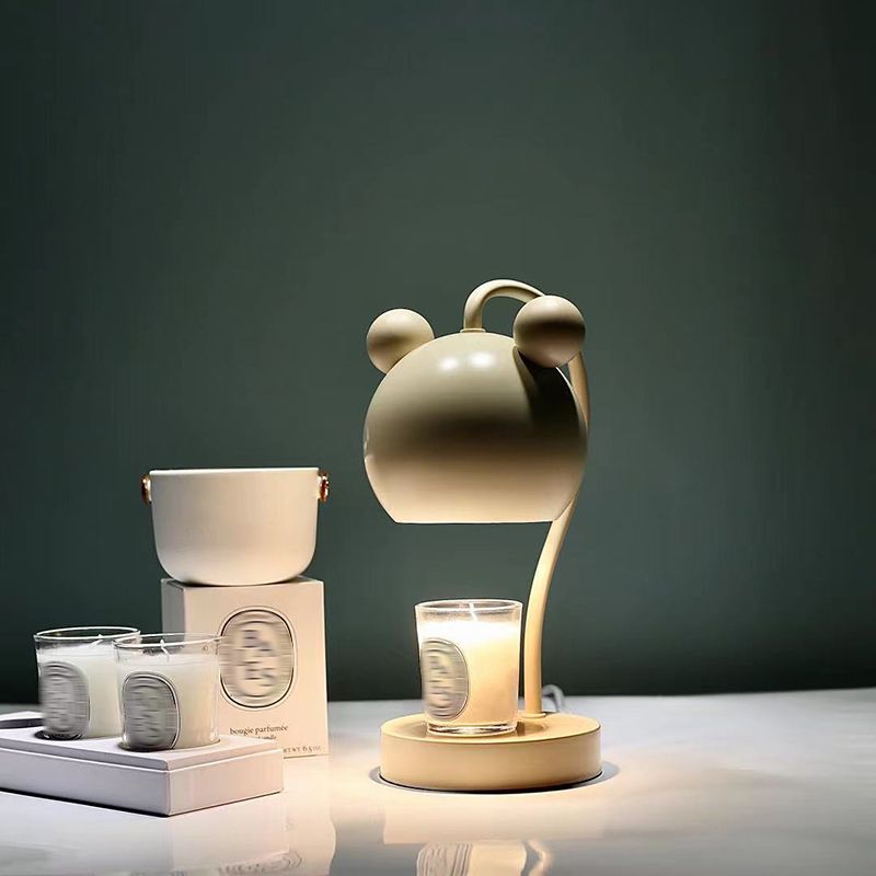 Macaron Melting Wax Warmer Table Lamp Metallic 1-Light Bedroom Nightstand Light with Dome Shade