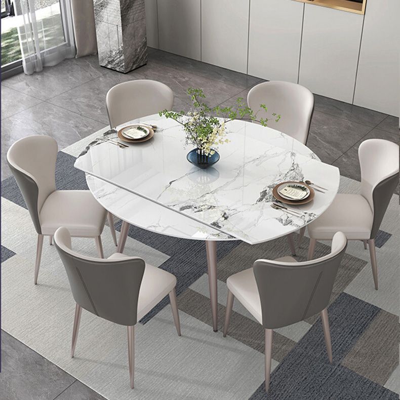Metal Base Contemporary Dining Table Rectangle Stone Dining Table