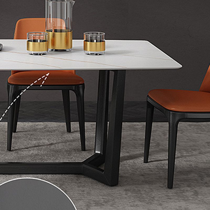 Industrial Sintered Stone Top Dining Table Rectangle Table with Trestle Base
