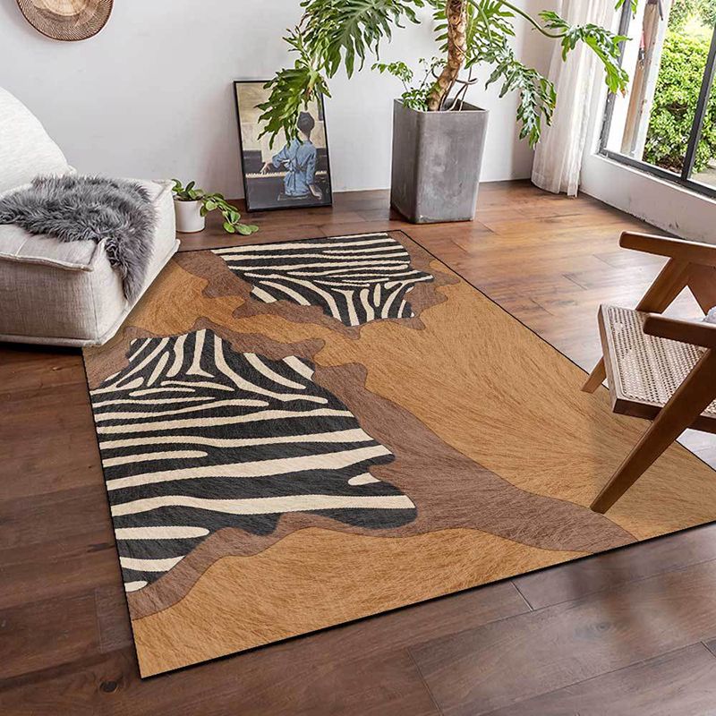 Fancy Tiger Print Rug Modern Polyester Area Rug Stain Resistant Rug for Drawing Room
