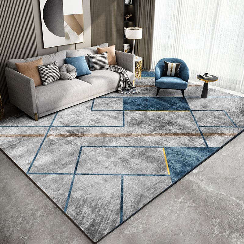 Leisure Polyester Area Rug Fancy Geometric Print Rug Stain Resistant Indoor Rug for Home Decor