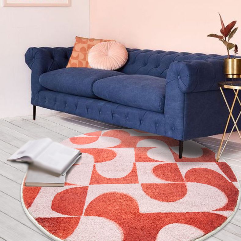 Contemporary Geometric Rug Green Polyester Indoor Carpet Washable Area Rug for Home Decor