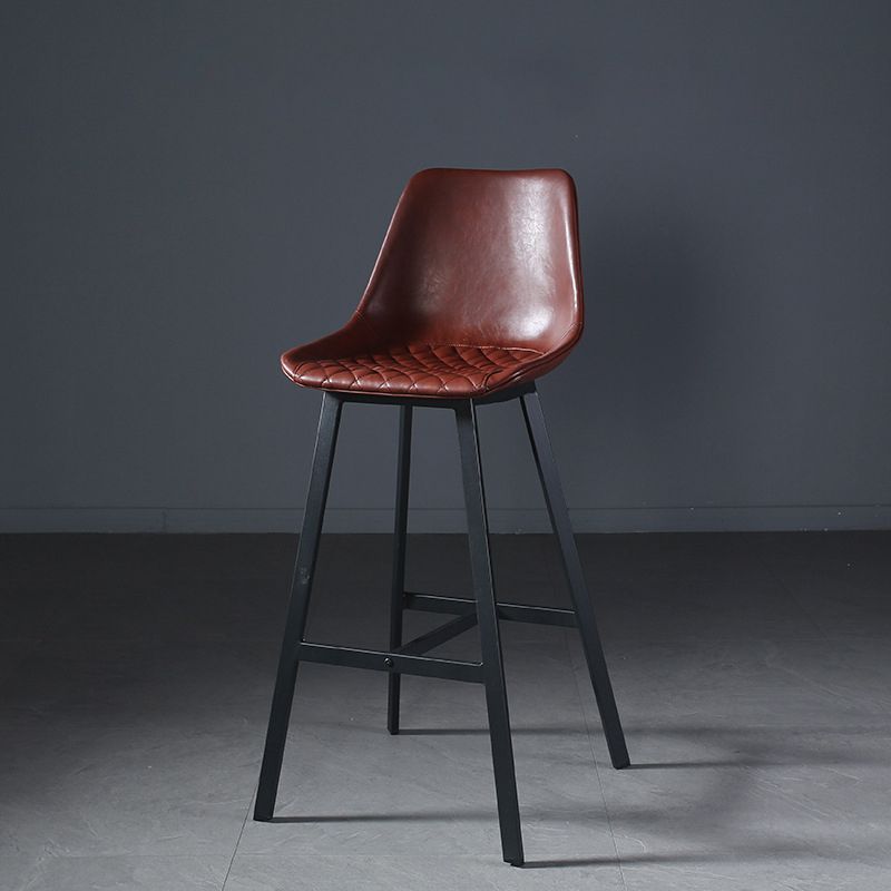 Modern PU Leather Bar-stool Bucket Seat Counter Bar Stool with Metal Legs