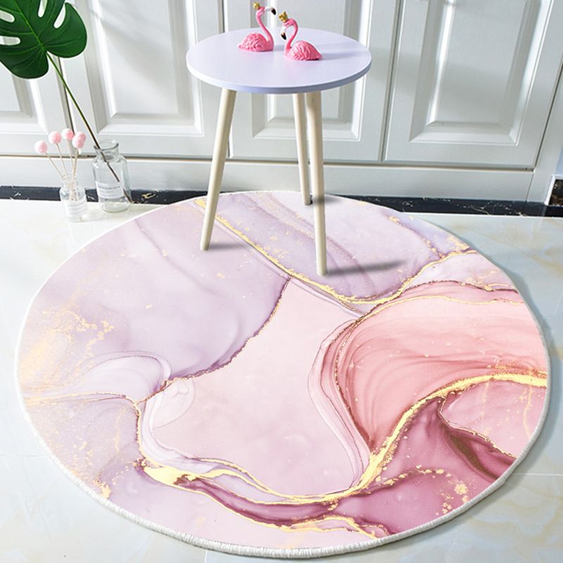 Modern Marble Print Watercolor Rug Multi Colored Polyester Rug Non-Slip Backing Washable Stain Resistant Carpet for Home