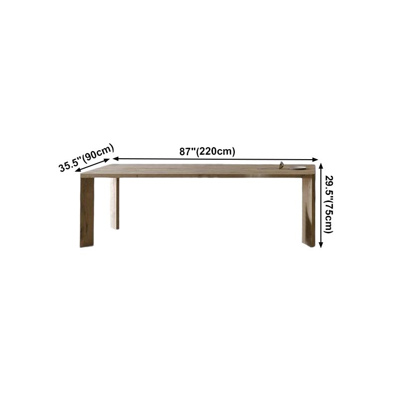 Mesa rectangular contemporánea de madera maciza, mesa de comedor con tapa de madera y 4 patas