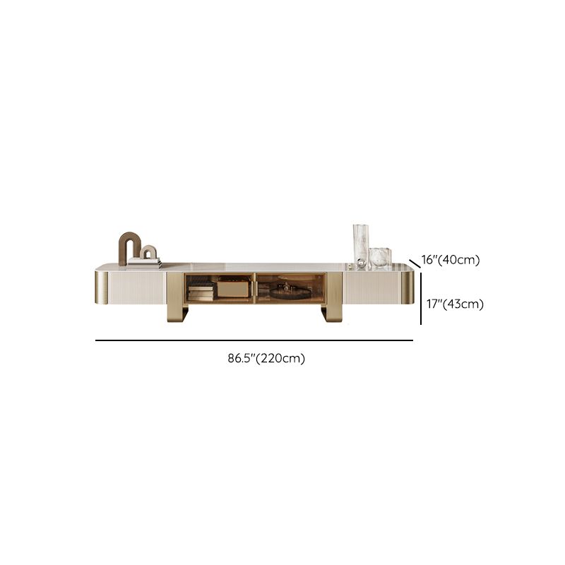 Contemporary TV Media Console Stone TV Stand Console with Drawers