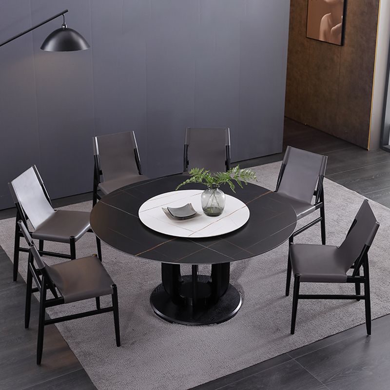Silla de comedor marrón de cuero de silla lateral con respaldo sólido de restaurante de estilo diseñador