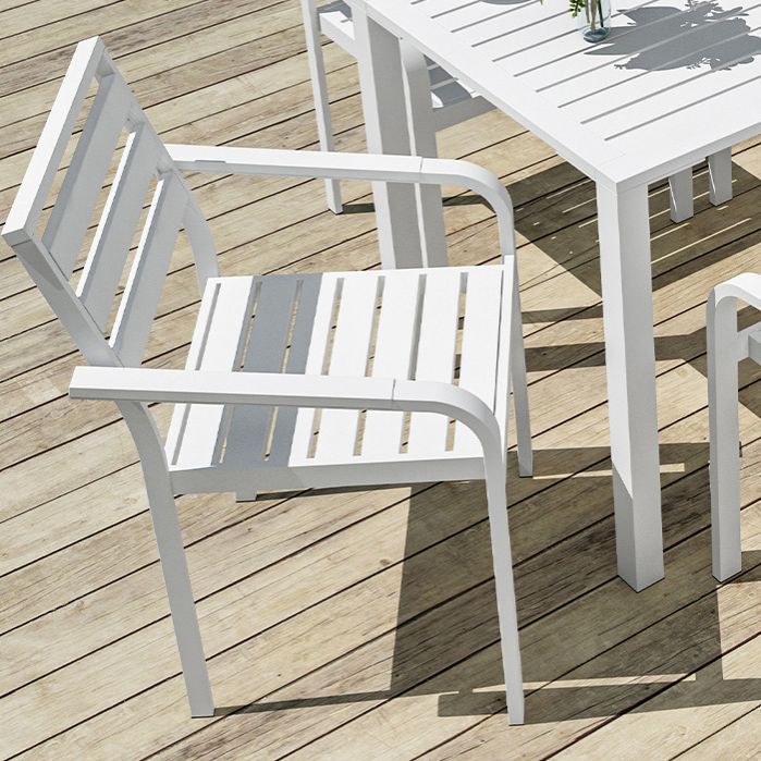 Industrial Geometric Patio Dining Table 1/5/7 PCS Plastic Wood Dining Set