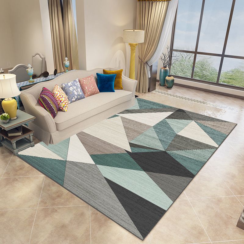 Colorful Triangle Pattern Rug Trendy Polyester Area Rug Friendly Washable Carpet for Living Room