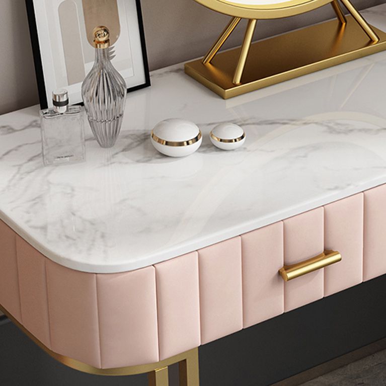 Glam 29.5" High Marble Top Vanity Dressing Table with 2 Drawers