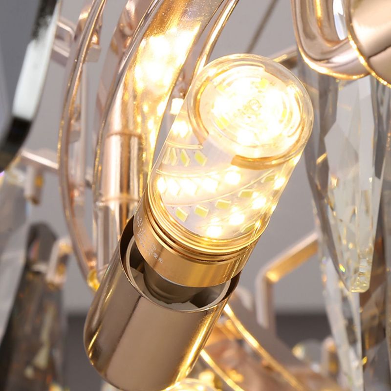 Modern Style Wheel Shape Pendant Chandeliers Crystal Chandelier Lights in Grey