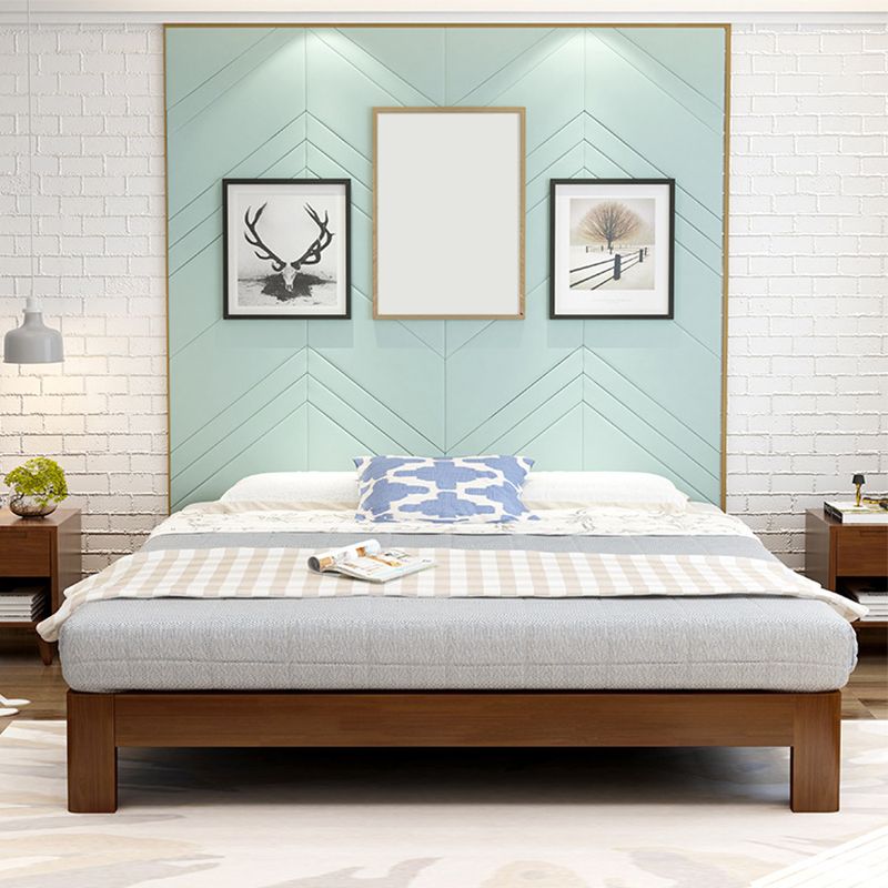 84.65 inch Wide Mid-century Bed Frame Solid Wood Platform Bed