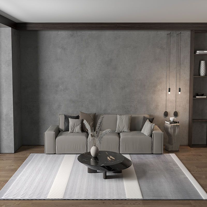 Grey Modern Area Rug Geometric Print Polyester Area Carpet Stain Resistant Rug for Home Decor