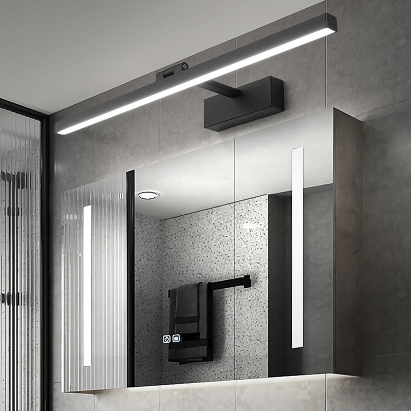 Moderna lampada da monte a parete lineare nero lampada da parete in metallo a 1 luce per bagno
