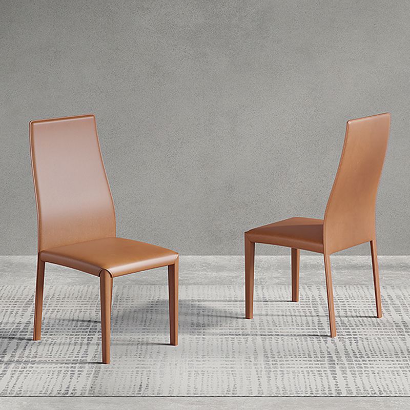 Contemporary Side Chair with High Back Faux Leather Dining Chair for Home