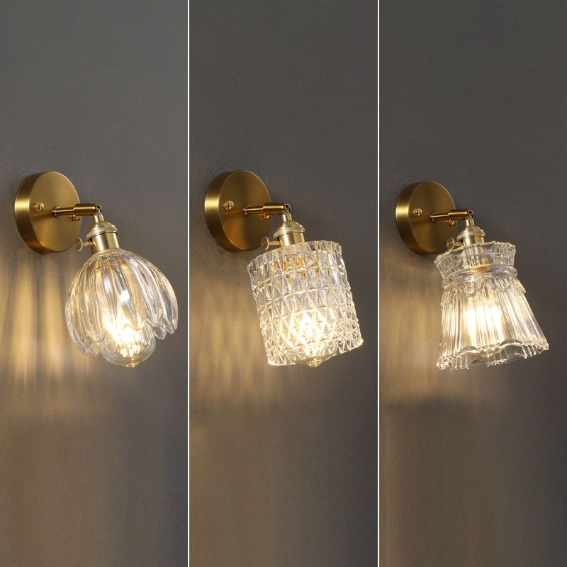 Minimalismo moderno Pronzo della parete della casa con ombra di vetro per camera da letto per bambini