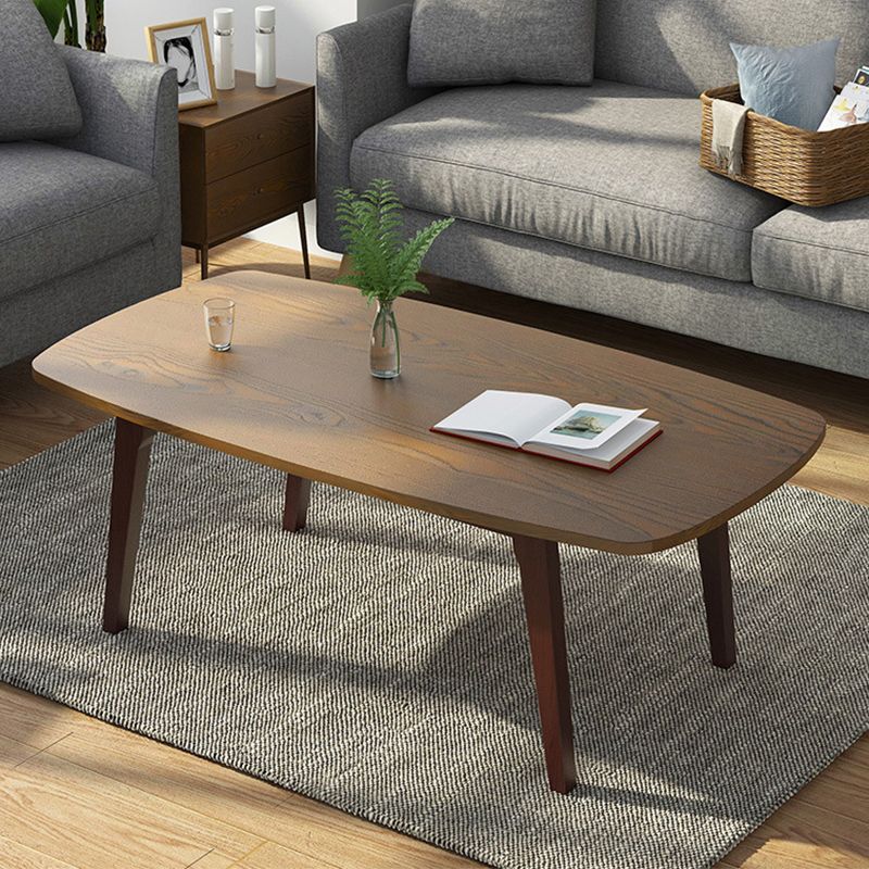 4 Legs Rectangular Coffee Table with Storage Rack Made of Wood