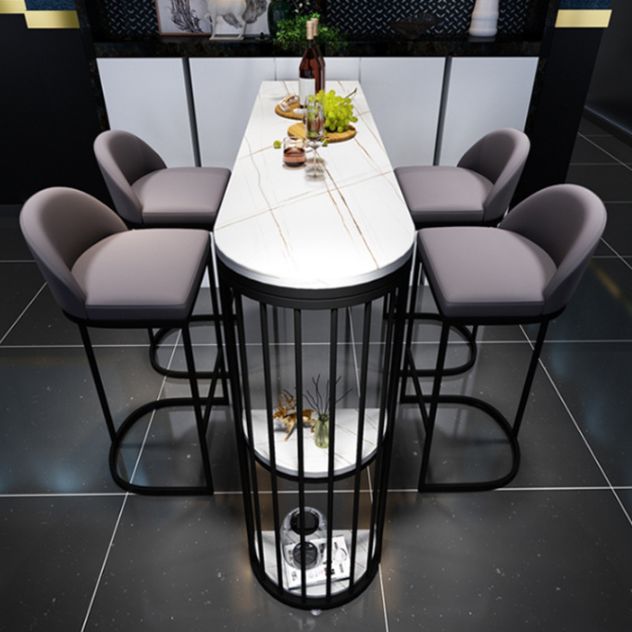 Glam Indoor Bar/Dinette Table with Storage Double Pedestal Bistro Bar Desk