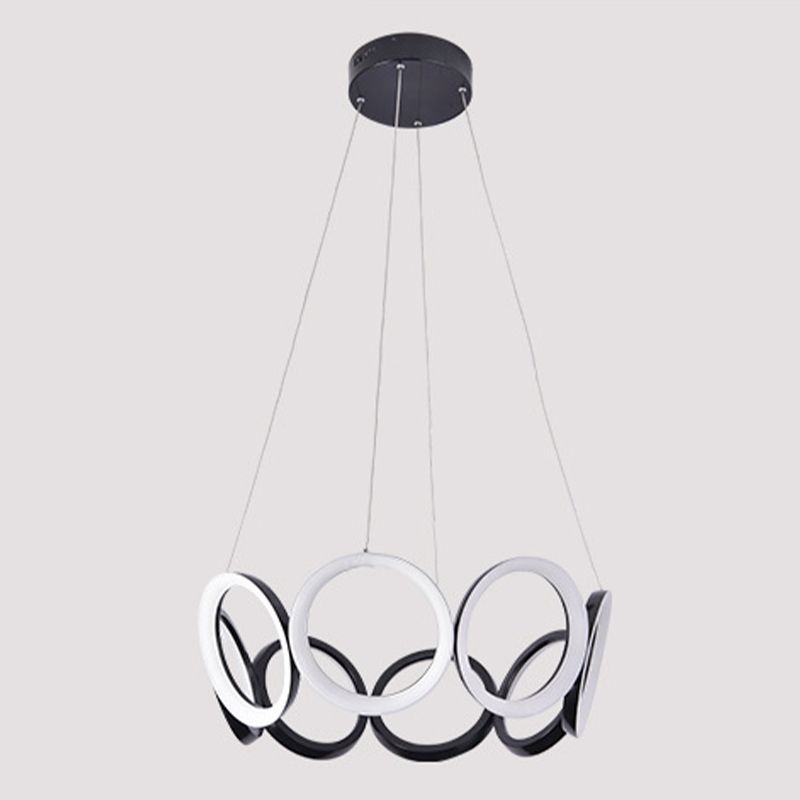 Elektroplate aluminium led kroonluchter in moderne eenvoud acryl circulaire hanglamp in zwart
