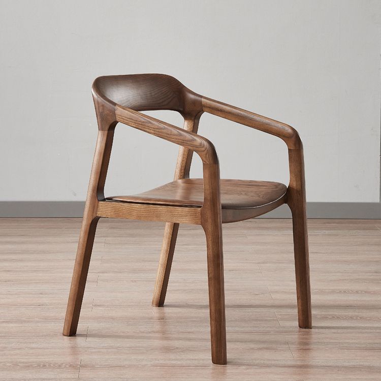 Traditional Style Ash Wood Chair Set Kitchen Open Back Dining Arm Chairs
