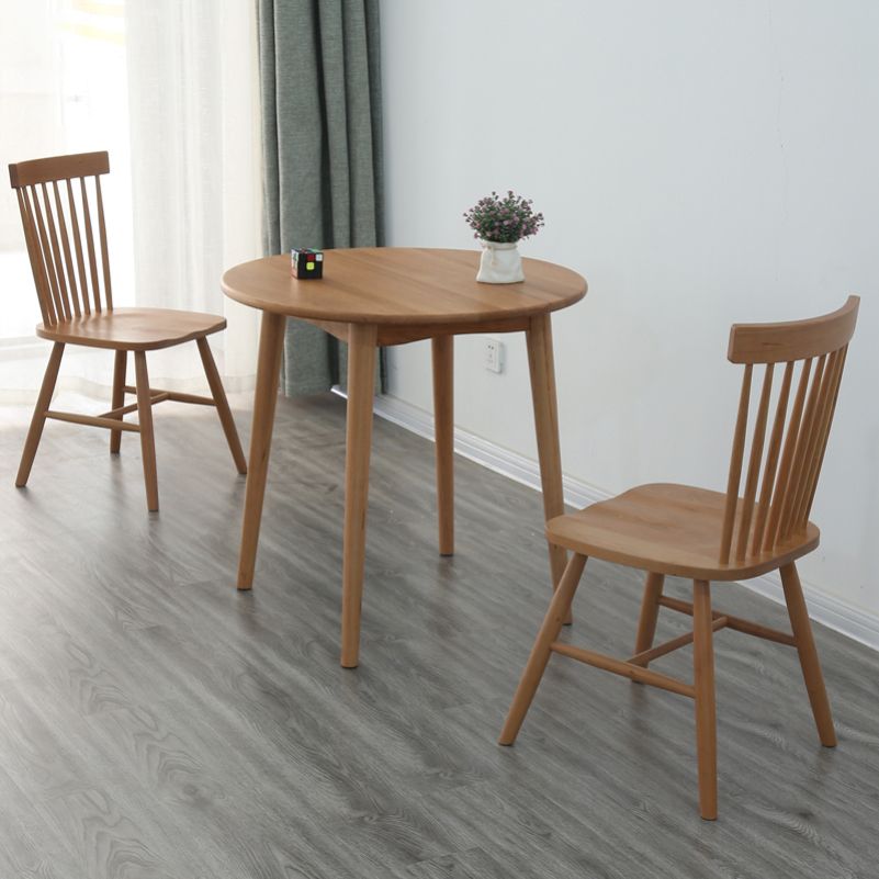 Round Dining Table Natural Contemporary Style Solid Wood Dinner Table for Home Kitchen