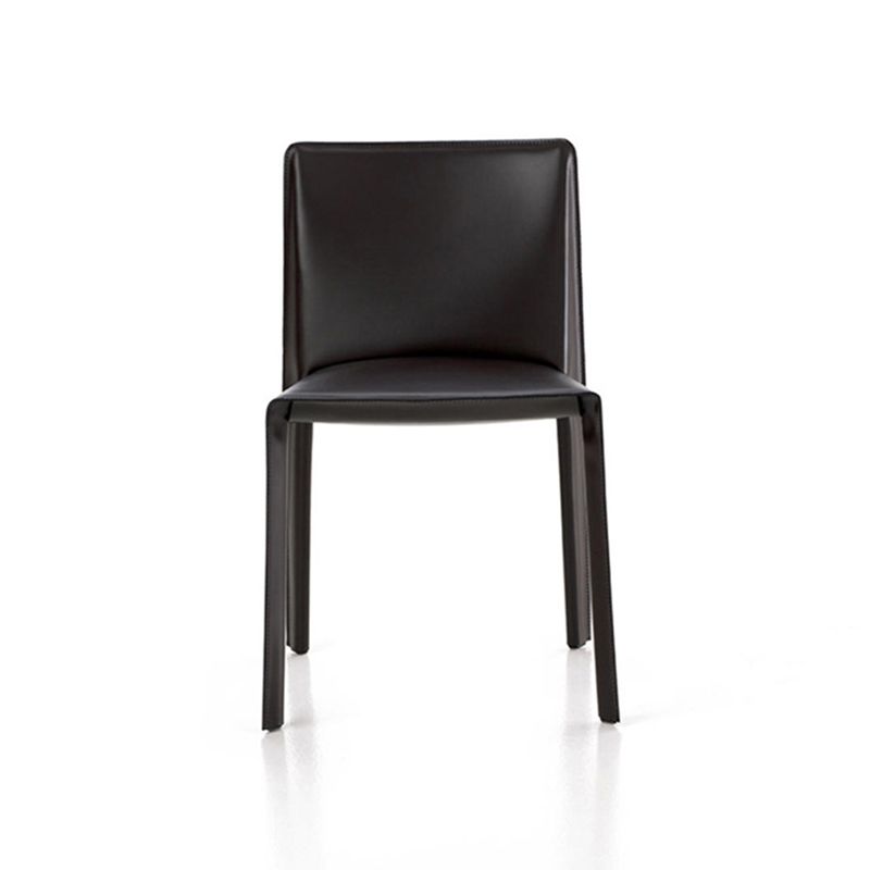 Modern Simple Side Chair Faux Leather Armless Dining Chair for Bedroom