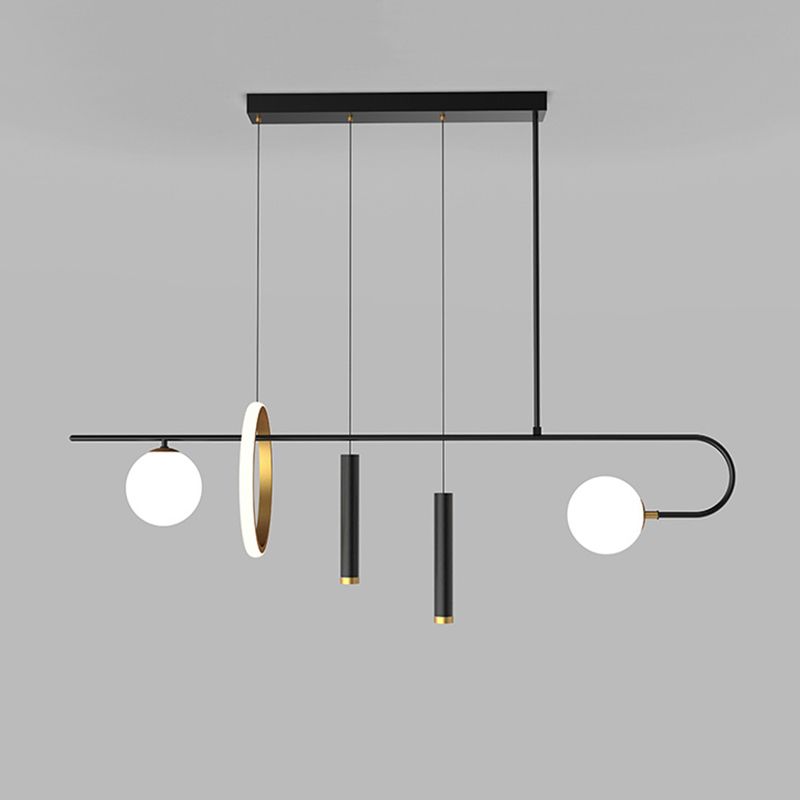 Modernism 5-Light Black Ceiling Light Metal Kitchen Island Lighting