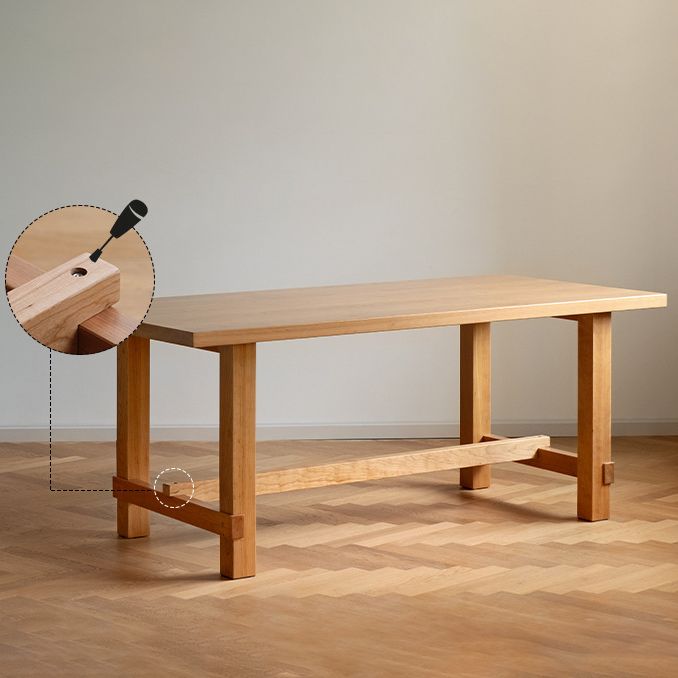 Rectangle Table Dining Table Simplicity Dinner Room Solid Wood Table with 4 Legs Base