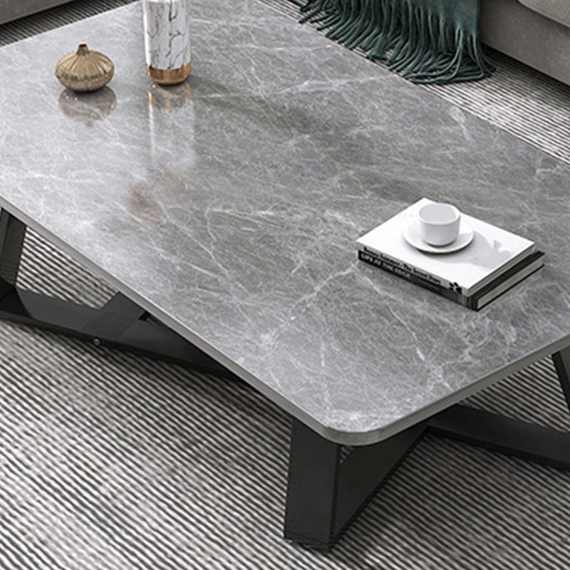 18"H Contemporary Coffee Table Stone Rectangle Cocktail Table