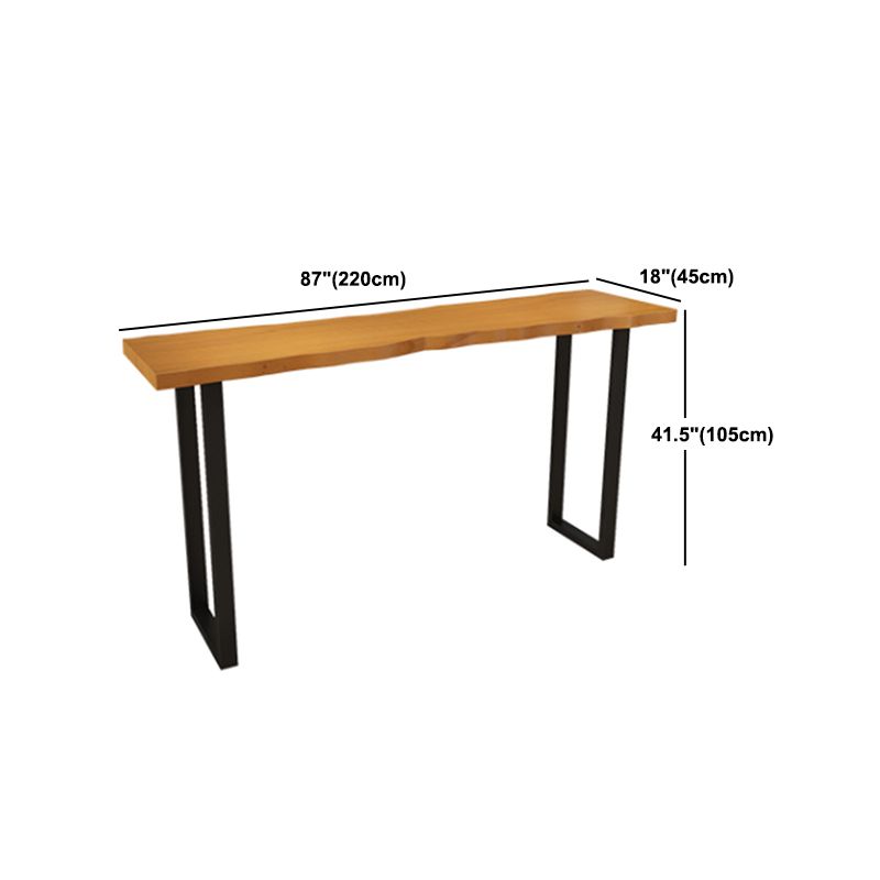 Rectangle Pine Wood Top Bar Table Industrial Bar Table with Double Pedestal