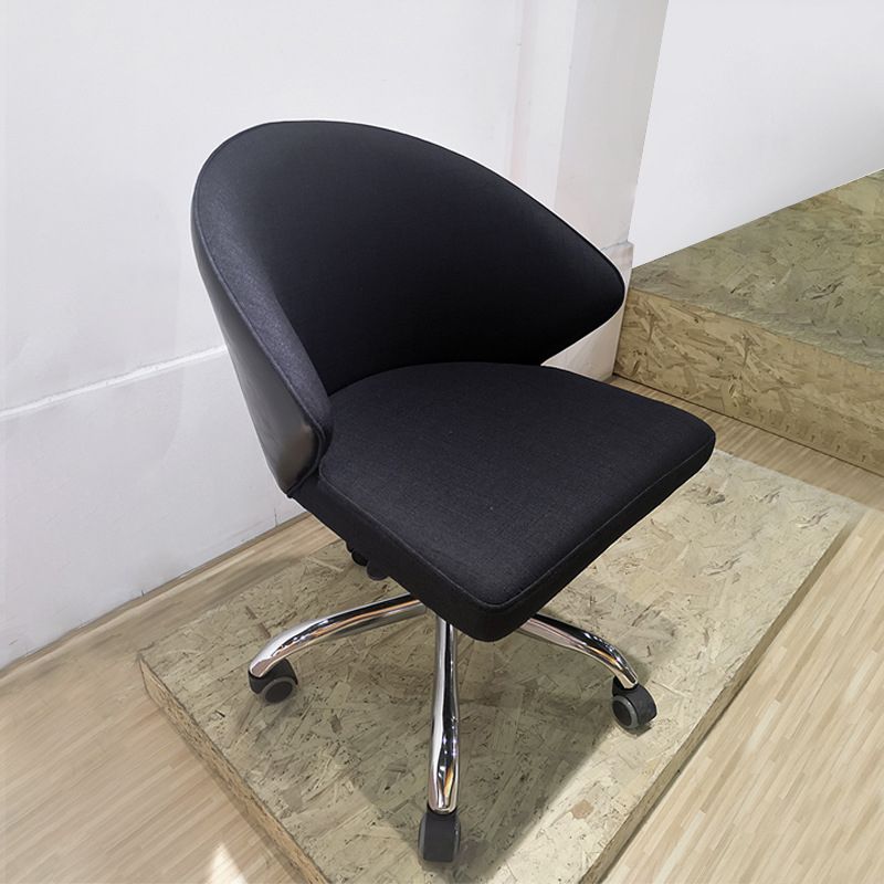 Modern Armless Black Office Chair  Height-adjustable Chair with Wheels