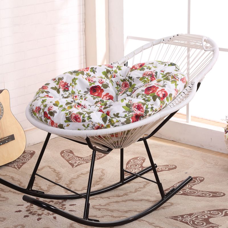 Contemporary Rocking Chair Wicker Wing Chair Back Solid Color Indoor Rocking Chair